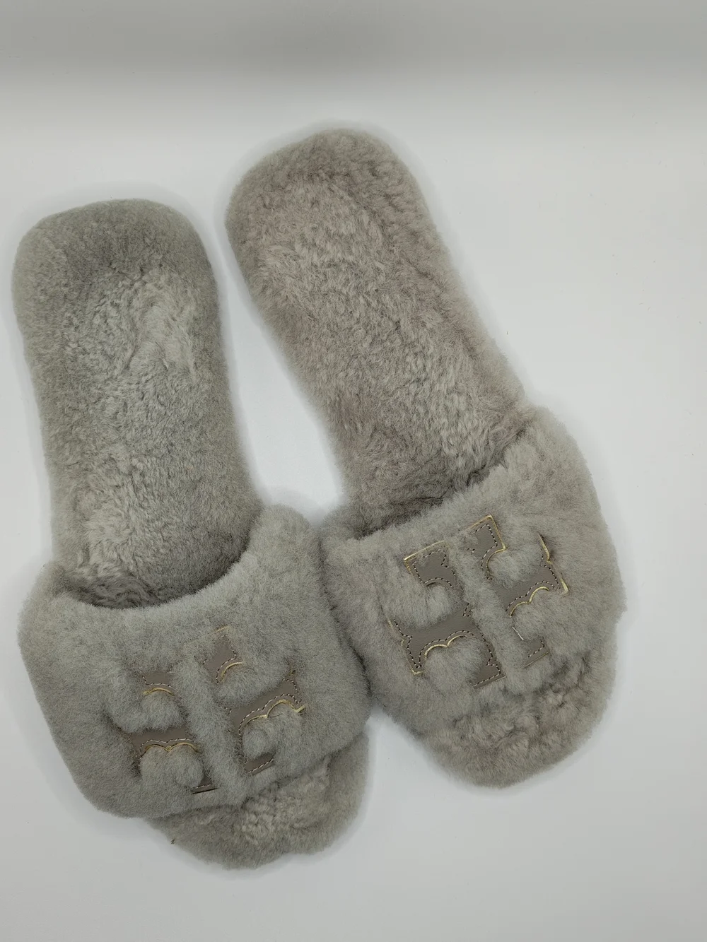 Tory Burch -Fur Slide Slippers in Light Gray Size 8 - Picture 6 of 7